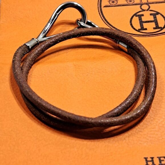 Hermès Leather Silver Hook Bracelet/Necklace Choker - Picture 2 of 15